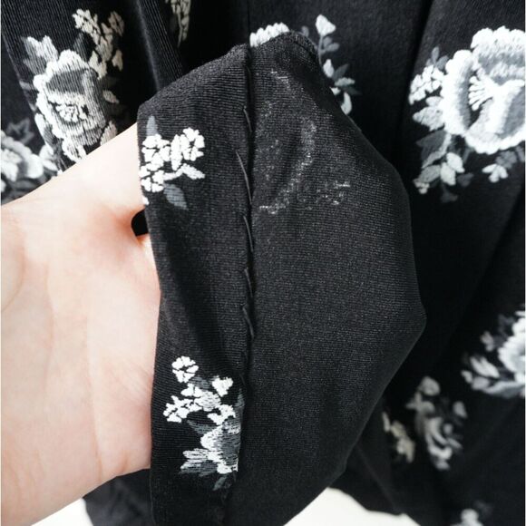 Vintage es se Black White Floral‎ Overlay Midi Skirt Sz XS EUC Whimsigoth - Picture 7 of 7
